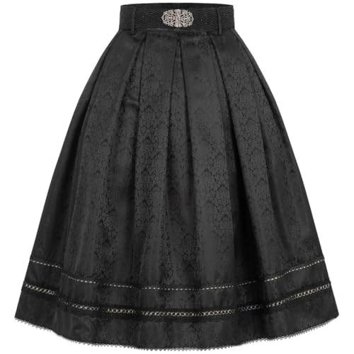 MarJo Trachten Damen Trachten-Mode Rock Elena in Schwarz Trachten in 65 cm traditionell, Größe:44, Farbe:Schwarz