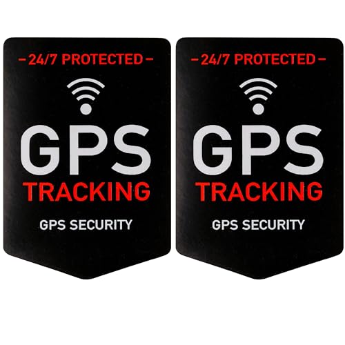 Aufkleber Set "GPS TRACKING", 2 Stück, 5 x 3,5 cm, selbstklebende Folie, außenklebend, Warnhinweis Sticker Innen- und Außenbereich, Diebstahl Schutz Klebesticker, Hinweissticker GPS alarmgesichert