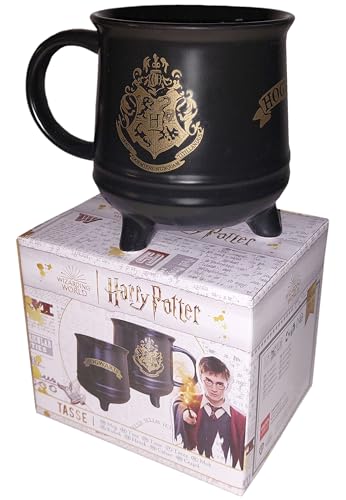 Harry Potter Tasse - Hogwarts Zauberkessel Hexenkessel Kaffeetasse Becher Kaffeebecher aus Keramik Schwarz 450 ml