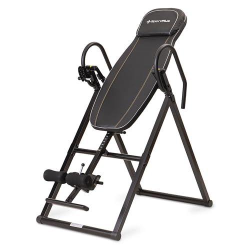 SportPlus Inversionsbank für zuhause, klappbarer Schwerkrafttrainer, Inversion Table mit 4 Inversionswinkel, Streckbank zur Entlastung der Wirbelsäule, Rückenstrecker mit Nutzergewicht bis 135 kg