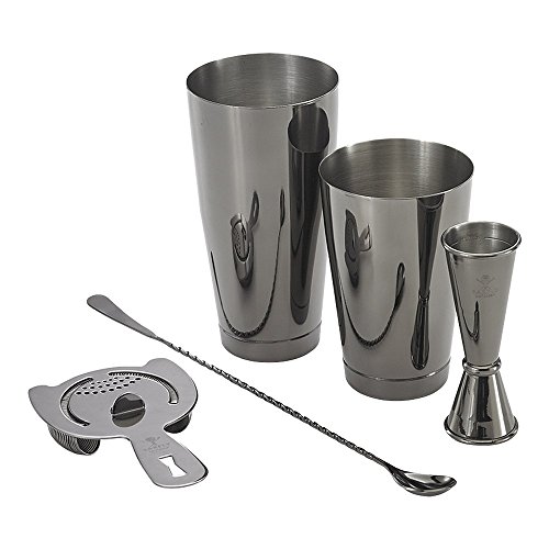 Barfly M37101BK Basics Cocktail-Set, Edelstahl, Gun Metal Schwarz