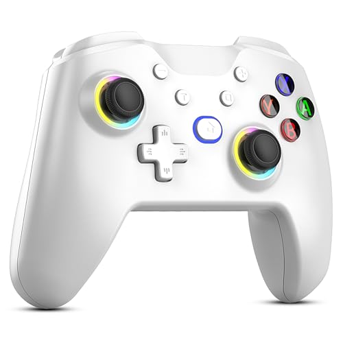 Diswoe Controller für Switch/Switch Lite/OLED, Pro Controller für Switch Wireless mit 7-Colour RGB LEDs, Joystick mit Metallring, Aufweckfunktion, Turbo, Gyro Axis, Einstellbare, Vibration, Screenshot