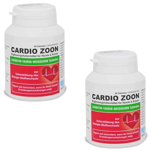 Dr. Peter Conrad e. K CARDIO ZOON | Doppelpack | 2 x 60 Tabletten | Diät-Ergänzungsfuttermittel für Hunde und Katzen | Kann zur Stärkung der Herzmuskelkraft beitragen | Mit Weißdorn-Pulver