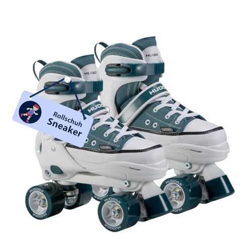 HUDORA Roller Skates Sneaker in versch. Farben & Größen - Kinder Rollschuhe über 4 Größen verstellbar - Rollschuhe für Kinder & Jugendliche - Roller Schuhe mit 4 austauschbaren Innensohlen