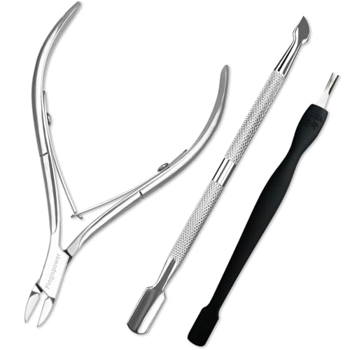 Pingispower Cuticle Trimmer mit Cuticle Pusher Set, 3PCS Professional Cuticle Nippers Cutter Cuticle Fork und Cuticle Remover Tool für Frauen, Premium Maniküre Kit Fingernägel und Zehennägel