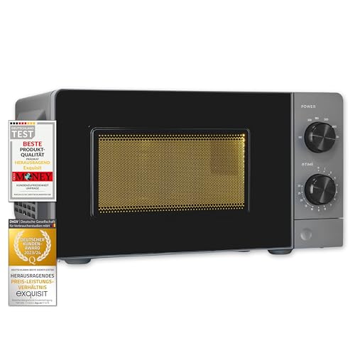 Exquisit Mikrowelle MW850-070 grau | 700 W | Garraum 20 l | Timer | 24,5cm Ø Drehteller