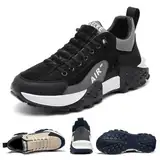 Herren Orthopädischer Komfort Sneaker Wasserdicht Air AIP Walking Tennis Bequeme Weite Schuhe Neutral Laufschuhe, Schwarz , 43.5 EU