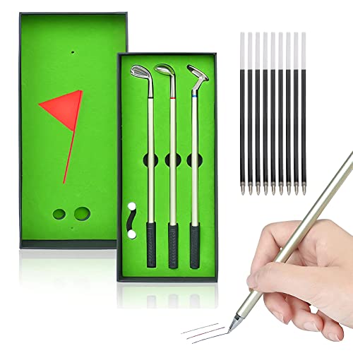 HENGBIRD 3-Teiliges Stifteset im Golfspiel-Design, Geschenkset für Golfclubs, Geschenke für Männer, Golf Geschenke Stifte Mini Geschenke Kleine Geschenke Personalisierte