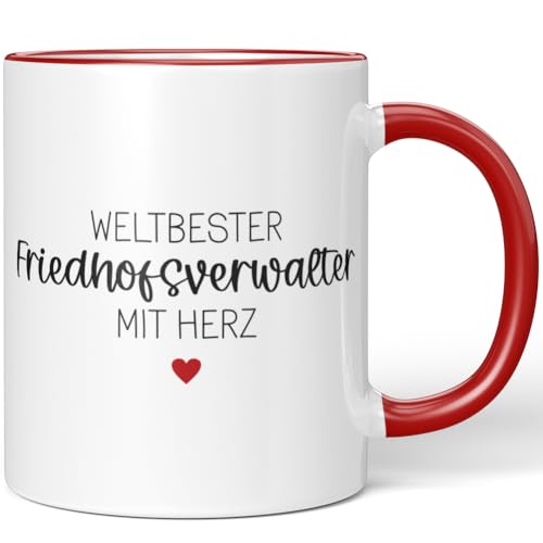 JUNIWORDS Tasse, Weltbester Friedhofsverwalter, Rot (6679382)