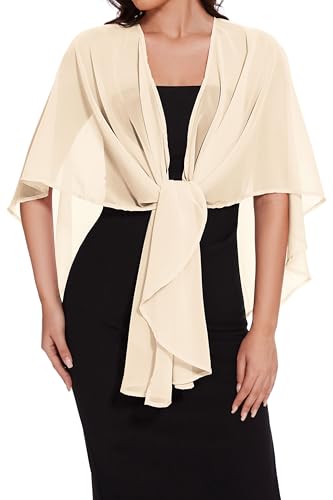 Gosunny Damen Chiffon Shrugs Schals und Wrap für Abendkleid Sheer Hochzeit Cover Up,Champagner