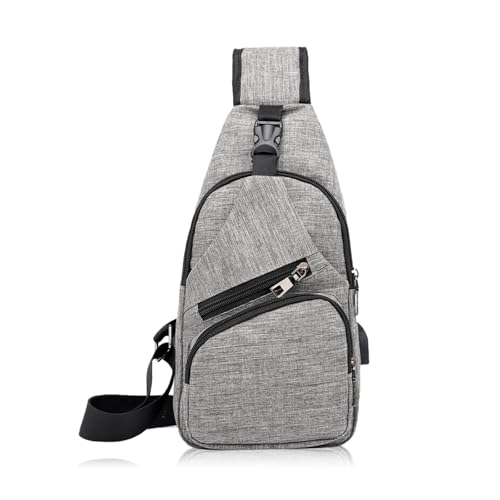 UieaMsio Brusttasche Herren,Sling Crossbody Bag,Leichte Sling Bag Brusttasche,Anti-Diebstahl Umhängetasche Herren Klein,Mehrzweck Bauchtasche Crossbody Bag,Für Reisen,Wandern,Outdoorsport (Grau)