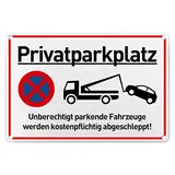 Parken Verboten Schild,30x20cm Warnschild Aluminium, inkl. 4 Bohrlöcher Abgerundete Ecken Hinweisschild, Das Zuwiderhandelnde Fahrzeug Wird Auf Kosten des Eigentümers Abgeschleppt! Gold