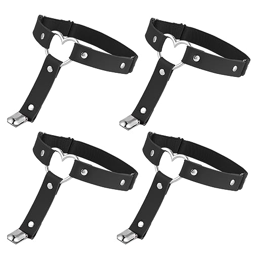 4 Stück Herz Bein Strumpfband Schwarz Verstellbar Punk Gothic Strumpfband Anti Rutsch Clip Damen Halloween Karneval Cosplay Party Zubehör