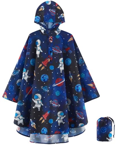 WAWSAM Mädchen Regenmantel Leichter Kinder Regenjacke Wasserdichter Kleinkind Regenponcho mit Kapuze Platz Regenbekleidung Kleine Mädchen Outdoor Jacken für Schule Wandern Camping