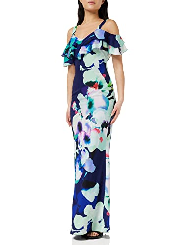 Gina Bacconi Damen Floral Crêpe Maxikleid Cocktailkleid, Navy, 34