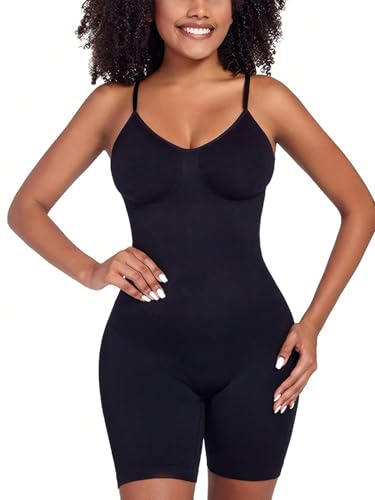 Mesaro Shapewear Damen Figurformender Formende Bodys Voll Body Shaper Shaping mit Bein Shorts Bodysuit Taillenformer Unterwäsche Verstellbarer Schultergurt