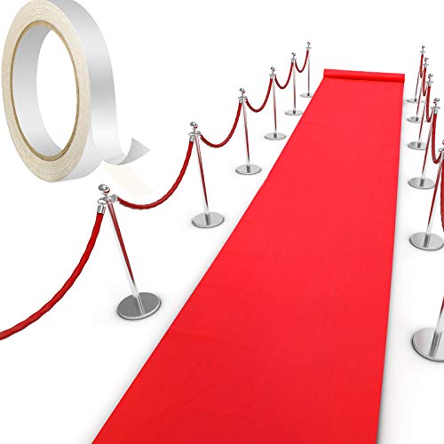 Shappy Roter Teppich Läufer Landebahn Teppich 55gsm Dicke mit 1 Stück Band für Hochzeit Weihnachten Erntedankfest Outdoor Zubehör, Hochzeit Party Flur(2,6 x 30 Feet)