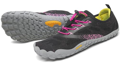 SAGUARO Barfußschuhe Herren Damen Traillaufschuhe Outdoor & Indoor Training Fitnessschuhe Wander Wald Strand Straße Laufschuhe Walkingschuhe Schnell Trocknend Badeschuhe, Magenta Rosa, 40 EU