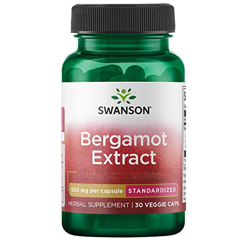 Swanson, Bergamot Extract, 30 vegane Kapseln, 500mg Bergamotten-Extrakt je Dosis, Glutenfrei, Sojafrei, GMO frei, Geschmacksneutral