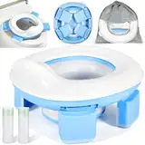 GUHAOOL Toilettensitz Kinder, Töpfchen für Unterwegs 3-IN-1 Reisetöpfchen Faltbares Kinder mit 40 Stück Töpfchenbeutel, Anti-Rutsch-Design Töpfchen Training Sitze Potty Training Seat für Baby (Blau)