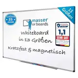 MOB Magnetisches Whiteboard 110x80cm mit Alurahmen und abnehmbare Stiftablage für Büro, Heim und Schule, Magnettafel kratzfest und trocken abwischbar | Magentboard in Hoch- oder Querformat