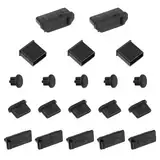 20 Stück 5 Arten USB Schutzkappe Silikon Anti Staub Schutzkappe Staubschutz Stöpsel Anschlussabdeckungen Schwarze Staubschutzkappe für Die Meisten Zubehörteile Mobiltelefone und Tablets