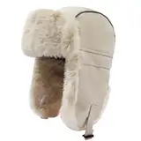 Clakllie Winter Fliegermütze Trappermütze Winddicht Warm Wintermütze Kunstfellmütze Pelzmütze mit Ohrenklappen Unisex Schneedichte Russenmütze Russische Skimütze Russische Mütze Earflap,PL2404-Beige