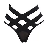 Sexy Dessous Damen Mit Halsband T-String-Unterwäsche Briefs G-String Half Cup Dessous(Schwarz,S)