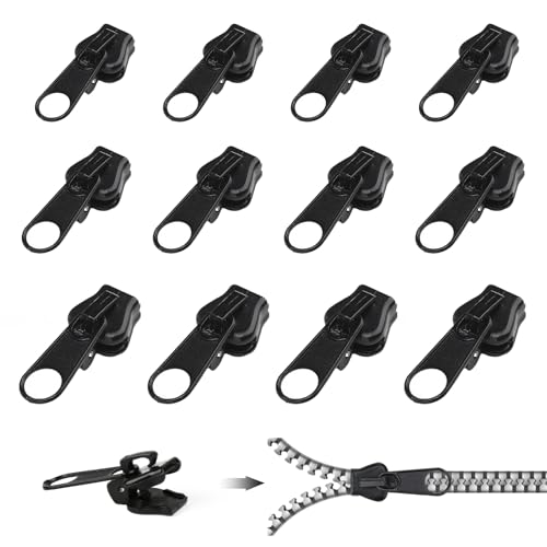 12 pcs Reißverschluss zipper Ersatz, Fix Reißverschluss Zipper, Zipper Pull Fixer, Reißverschluss Zieher, Ersatz Zipper für Reißverschluss, reißverschluss zieher reparatur für Jacken, Koffer, Ruckäcke