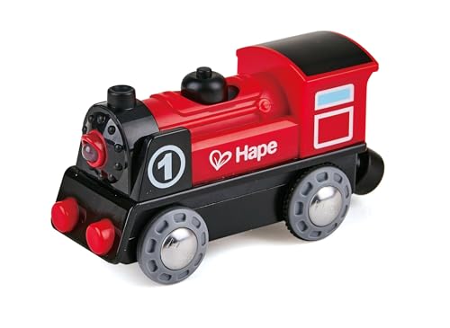 Hape Eisenbahn Batteriebetriebene Lokomotive Nr. 1, Rot/Schwarz ab 3 Jahren