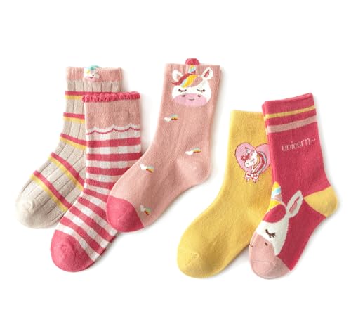 axy Mädchen Kinder Bunte Strümpfe Socken-5er (5er Pack) (27-30, Einhorn_S2)