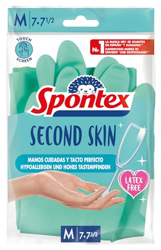 Spontex Second Skin, latexfreie Haushaltshandschuhe aus Nitril-Mix, mit Touchscreen-Technologie, Größe M/7-7,5, 1 Paar