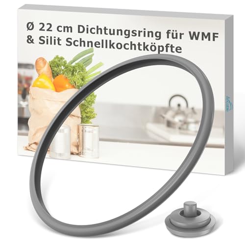 Ancable 22cm Schnellkochtopf Dichtungsring & Kochsignal Dichtung Set für WMF, Silikon Ersatzteile Kompatibel mit WMF & Silit 3L-8.5L Schnellkochtopf (6068559990 6093109502)