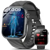 Lgnitek Smartwatch Herren Damen EKG+HRV/ΒΙυtzυcker/BMI/Harnsäure, 1.97'' AMOLED Gesundheitsuhr mit Telefonfunktion, SOS-Notruf, 24H Herzfrequenz/SpO2/ΒΙυtdrυck Schlafmonitor Fitnessuhr für Android/iOS