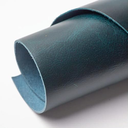 Lederstoffmaterial, Ledergewebe, echtes Leder, verrückte Pferdehaut, braun gegerbtes Rindsleder, gelbbraunes Stück echtes Leder, dickes Rindsleder, erste Schicht 1,8 bis 2 mm(Oil Wax Blue,30x60cm)