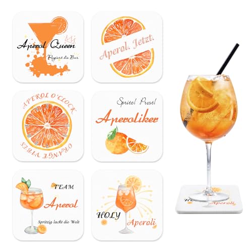 6 Stück Aperol Untersetzer Filz Untersetzer mit Schriftzug Geschenk für Aperol Liebhaber Aperol Party Thema Untersetze Tischdeko Karneval Fasching für Weinliebhaber