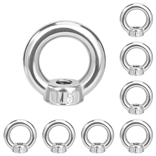 QIMEI-SHOP Ringmutter M5 Ösenmutter 304 Edelstahl Ringmuttern Augenmutter Hardware Ringösen Ringförmige for Befestigen Hängende 8 Stück