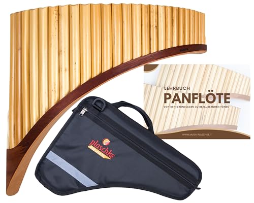 Plaschke Panflöte Konzert, Holz-Schuh Design, Set Tasche, Lehr-Buch 25 Töne G-Dur