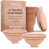 Bamboozy Menstruationsscheibe Starter Set - 2 Periodenscheiben (M+L), Sterilisator und Lagertasche - Wiederverwendbare Discs für alle Strömungen - Sicher bei Sport und Schwimmen