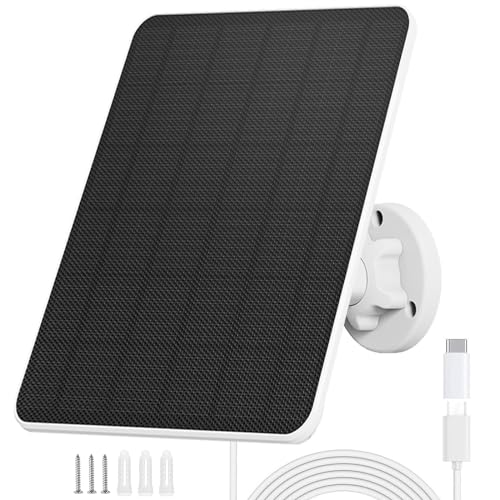 6W Solarpanel für Überwachungskamera,Solarmodul für DC 5V Sicherheitskamera,Kamera Outdoor,Türklingel und Außenbeleuchtung mit USB und USB-C Anschluss,IP65 3m Kabel,360° Einstellbare Halterung