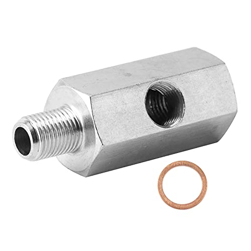 Aramox-Stecker auf Buchse NPT-Adapter, Öldrucksensor-Adapter NPT-T-Stück Drei-Wege-Stecker auf Buchse 1/8 Zoll auf M10x1,0 Turbo Versorgungsleitung Messgerät-Anschluss