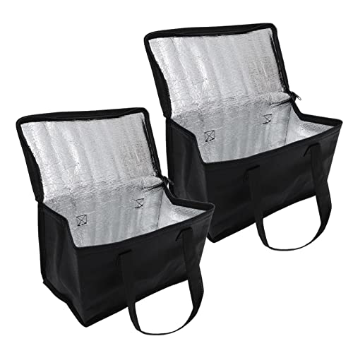 Cabilock 2St Kuchen Isolierbeutel Tasche Thermal- Cool thermoshopper thermal bag einkaufstüten lunchbeutel aufbewahrungstüten zipper thermobeutel kühltüte Frischhalte-Lunchpaket Vlies Black