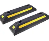 2 x Parkplatzbegrenzung Gummi - 53,5x13x8,9 cm Radstopper für Parkplätze und Garage - Abstandhalter - Parkhilfe Parkschwelle Einparkhilfe - Garagenstopper mit Reflektoren