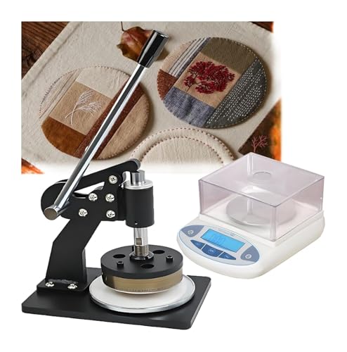 Tragbarer runder Textilwähler, runder Probenschneider mit elektronischer Skala (500 g/0,01 g), rutschfester Boden, Druckschneiden, Edelstahlblech, Schnittstärke