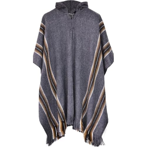 Gamboa Alpaka Wolle Poncho Herren Decke Ponchos Kapuze Cape Pancho Männer Mexikanischer Wollponcho Winter Cowboy Hippie Jacke