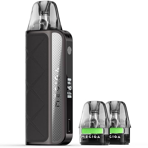 MECIGA ET4 E Zigarette Kit 40W Vape Pod System Aufladbar 1600mAh Akku mit Nachfüllbar 2 Coils 0,3ohm 0,6ohm, Einstellbarer Luftstrom, Ohne Nikotin Ohne Liquid