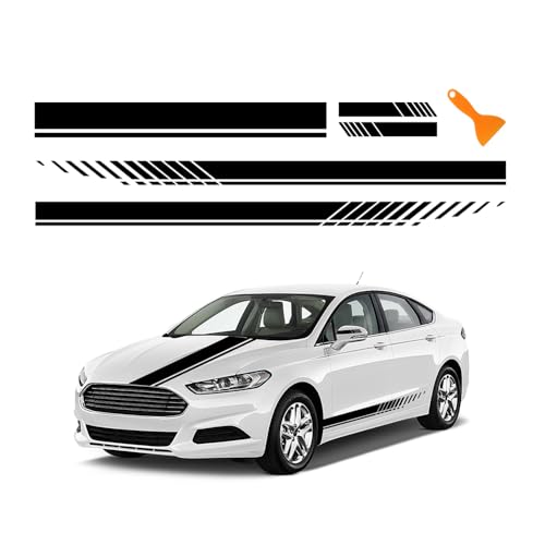 5 Stück Auto Aufkleber,1 Stück Motorhauben Aufkleber+2 Stück Auto Aufkleber Seite+2 Stück Spiegel Aufkleber,Wasserfeste Stylische Aufkleber Auto Tuning für Auto LKW SUV (Schwarz)
