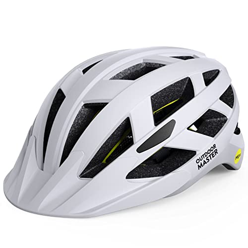 OutdoorMaster MIPS Fahrradhelm - Zwei herausnehmbare Innenfutter & Belüftung in Multi-Environment - Fahrradhelm in Mountain, Autobahn für Jugendliche & Erwachsene (Kreidefelsen, 55-58CM)