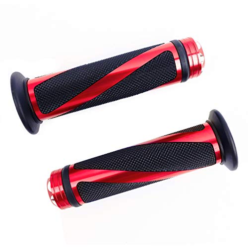 SFONIA 2pcs Motorrad Hand Griffe Lenkergriffe 22MM 7/8" Anti-Rutsch-Gummi Gasgriff Motorrad Universal für Motorrad-Roller Quad Cruiser Offroad (Rot)