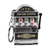 Fonowx Mini Glücksspiel Spielautomat Schlüsselanhänger, Mini Casino Glücksbringer Jackpot Schlüsselanhänger, Kreativer Autoschmuck Schlüsselanhänger Kids Funny Gag Toys für Junge Männer, Silber